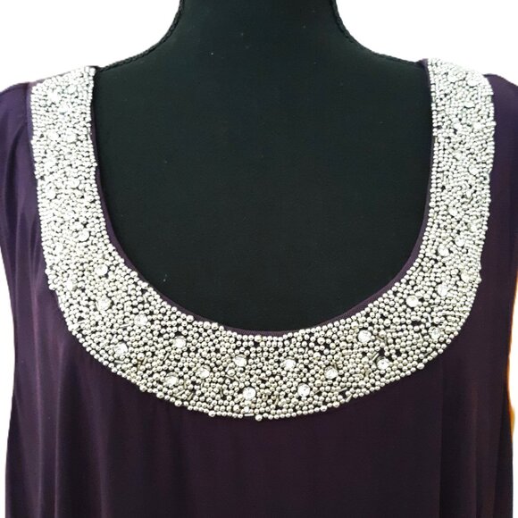 R&M Richards Swing Midi Dress Bling Embellished Jeweled Neckline Plus Size 22W - Picture 4 of 6